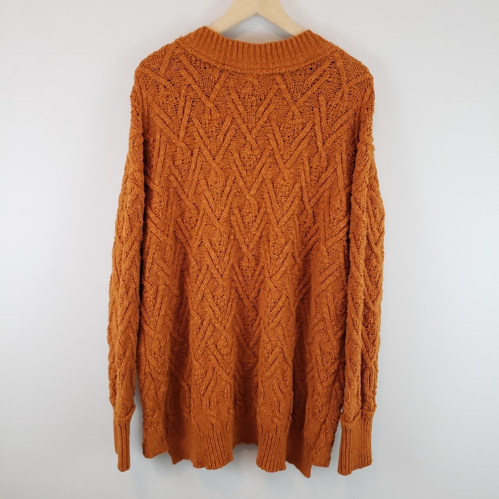 Free People Women's Montana Cable Knit Cardigan In Burnt Orange - Picture 6 of 9